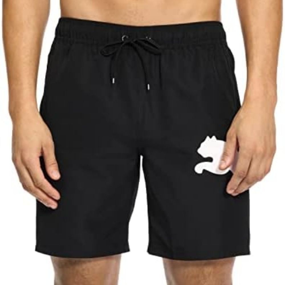 NWT Puma Men's Black Swim Trunk Board Shorts Big Cat Regular Fit - Size S